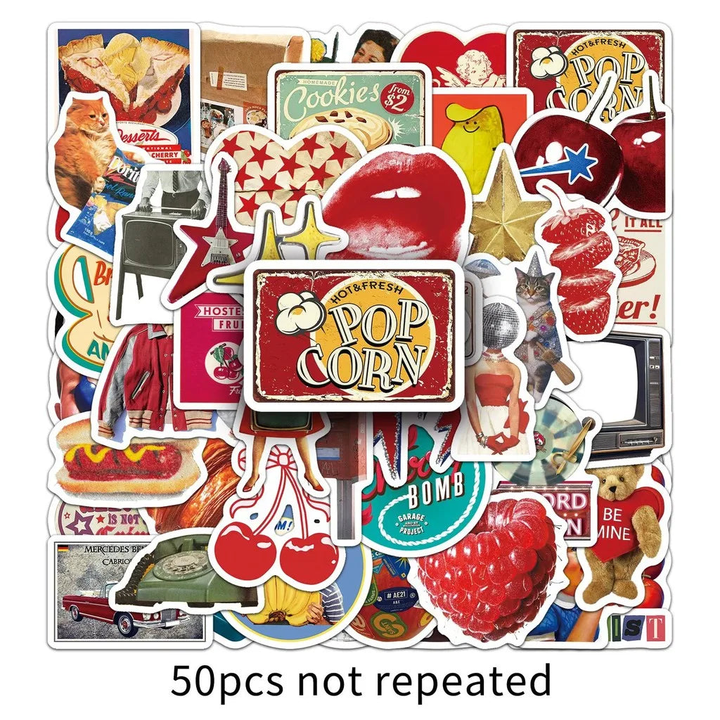stickers vintage américain - 50Pcs